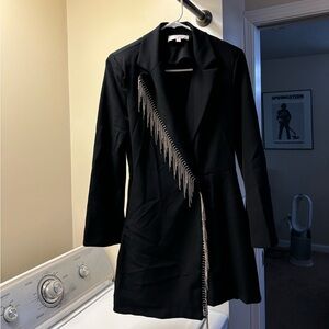 Rhinestone Fringe Blazer Romper